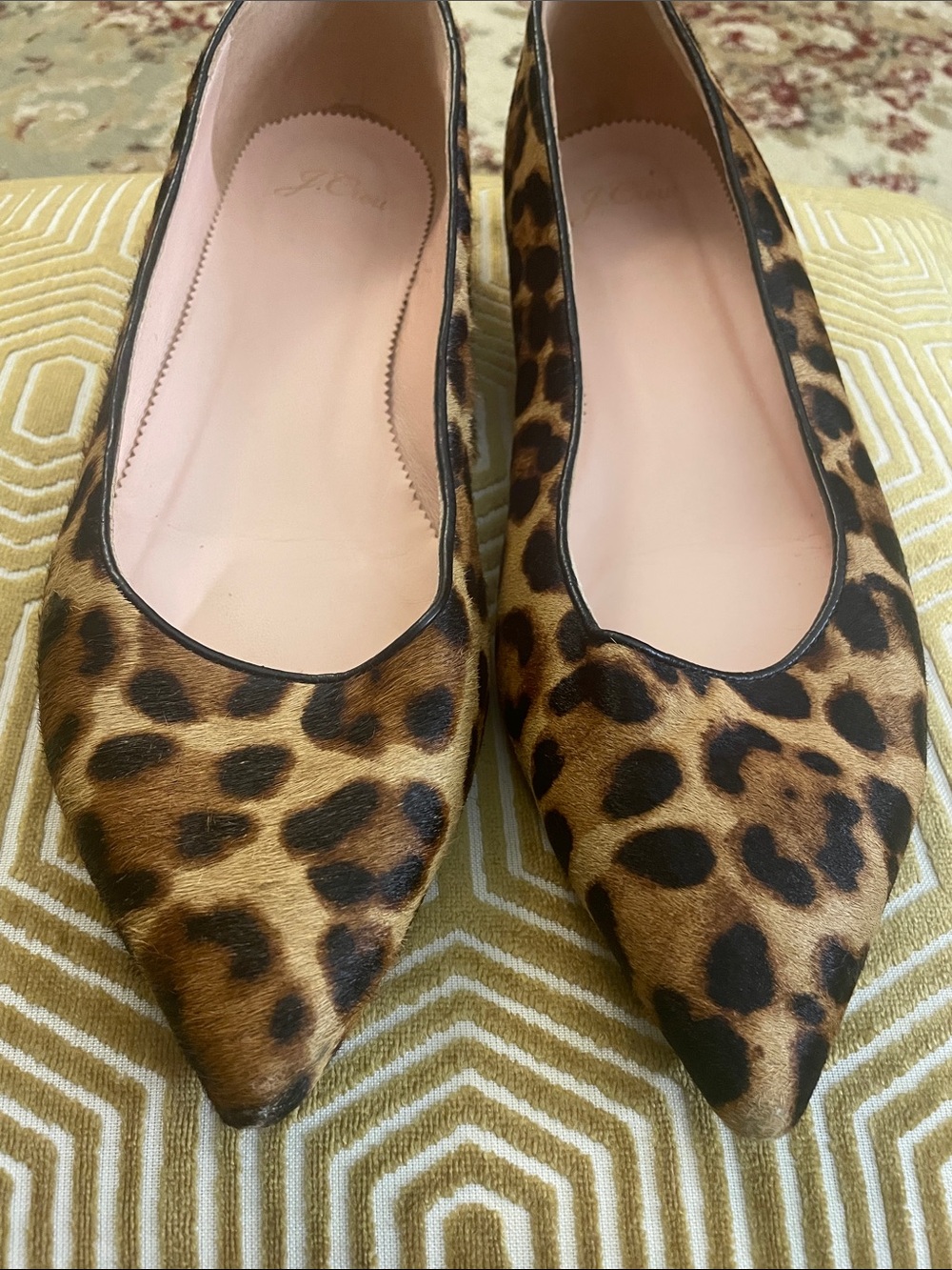 J. Crew Leopard Print Pointed Toe Flats - Brown/Black